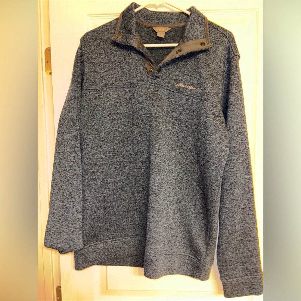 Eddie Bauer Men's Navy Blue 1/4 Zip Fleece Sweater M